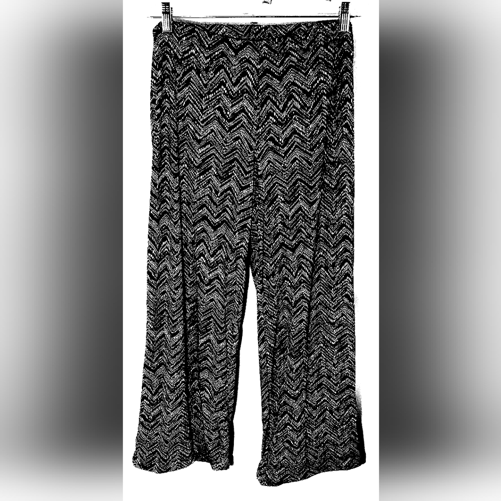 AB STUDIOS WOMEN'S MISSES SIZE LARGE BLACK & WHITE CASUAL PANTS PULL ON ABSTRACT